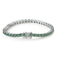 3mm / 4mm / 5mm D-Color Moissanite Tennis Bracelet - Silver / Blue Green / 14cm - Bracelets