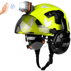 4-in-1 construction safety helmet kit with visors, earmuffs and headlamp – image 1
