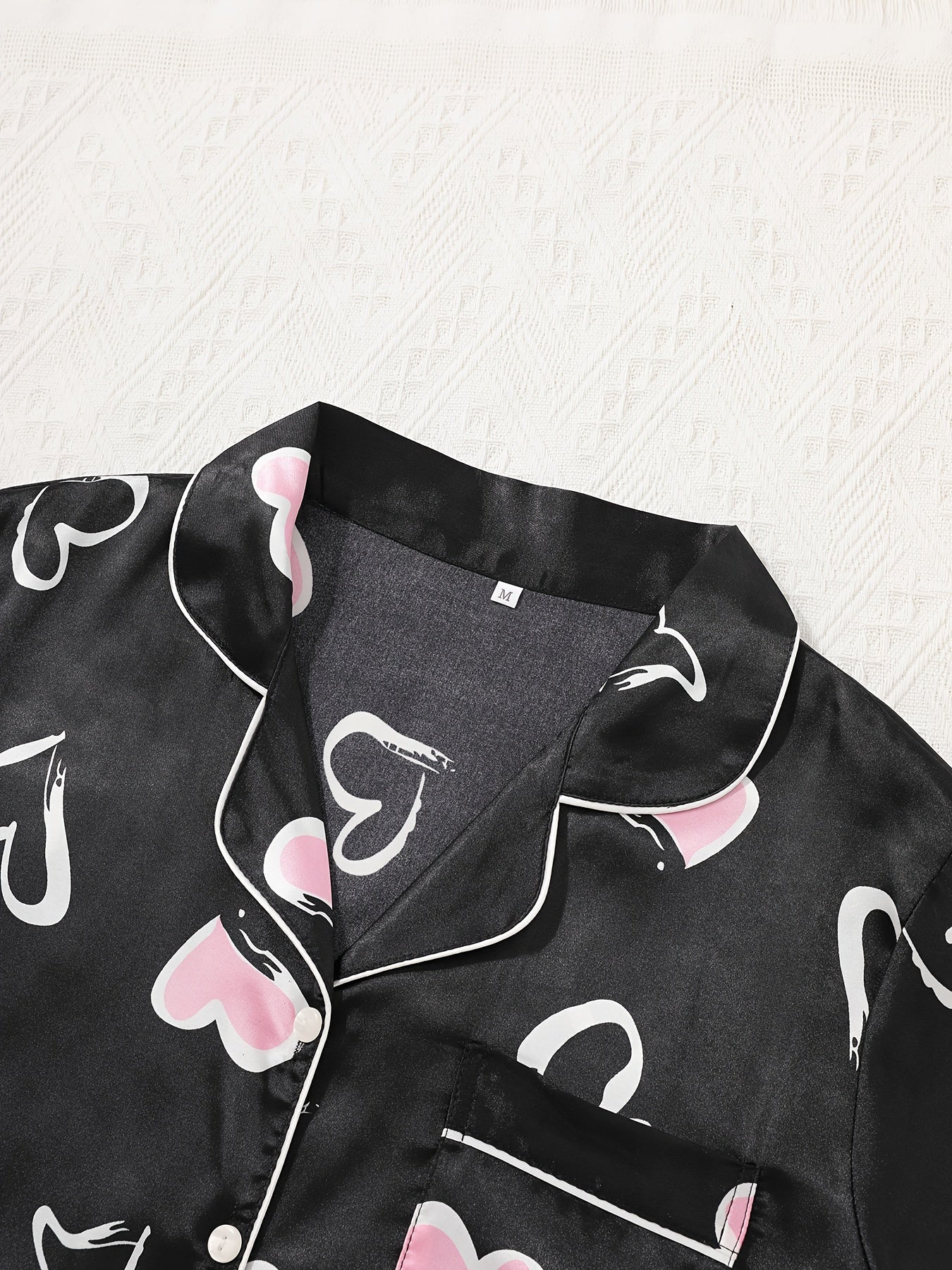 Women’s Love Print Satin – 3-Piece Pajama Set by Snagg A Pajama
