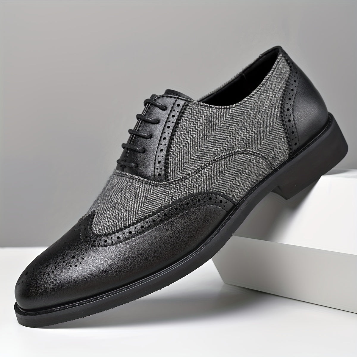 Men’s Casual Business Brogue Oxfords Classic Lace-Up Dress Shoes by Snagg A Shoes