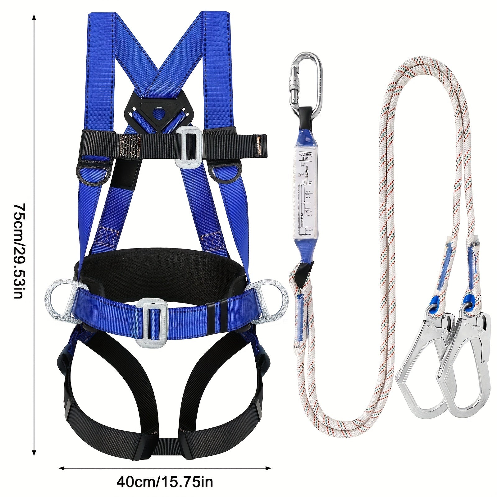 Full Body Roofing Safety Harness Kit with Shock Absorbing Lanyard by Snagg A Safety Harness