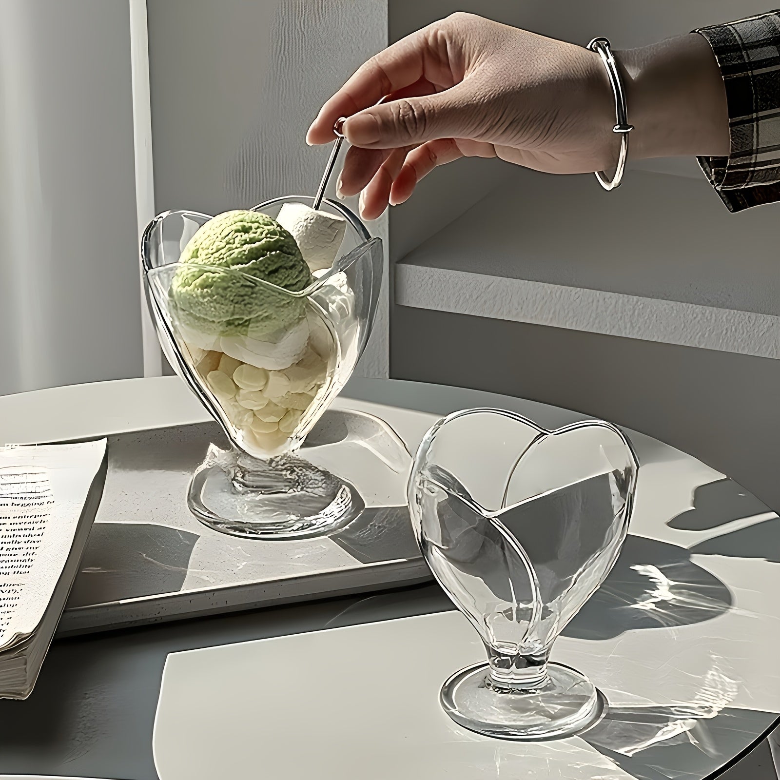 Petal Shaped Glass Ice Cream Cups For Parties And Weddings by Snagg A Cup