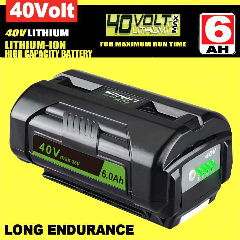 40 V 6.0 Ah Lithium-Ion Replacement Battery Compatible With Ryobi 40 V Cordless Tools & Chargers
