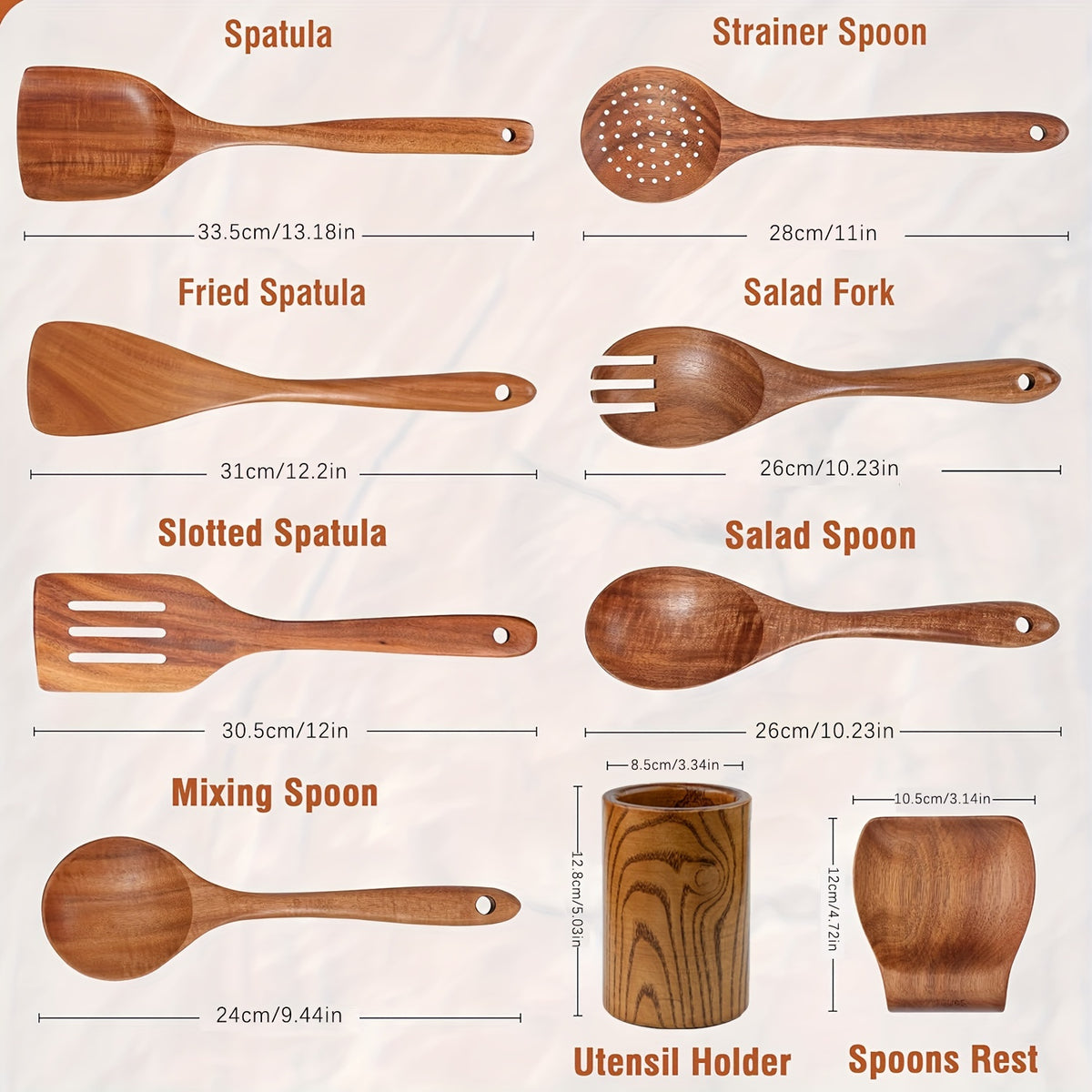 9pcs Wooden Cooking Utensil Set by Snagg A Utensil