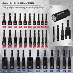 80 Pcs Universal Impact Magnetic Socket & Nut Driver Set – Metric & SAE, Cr-V Steel, Quick-Release Extension