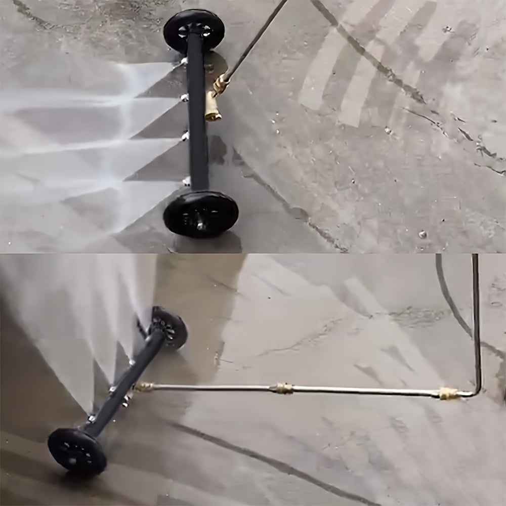 2 in 1 4000PSI Pressure Washer Spray Broom – Car Chassis & Undercarriage Cleaner Attachment - Black - Power Tools Gadget