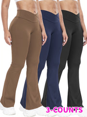 Women’s 3-Pack High-Waisted Cross Waistband Yoga Pants by Snagg A Pant