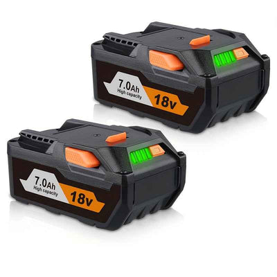 2 Pack 18 V 7.0 Ah Lithium-Ion Batteries — Replacement for Ridgid - Black / 7000 mAh - Other Power Tools