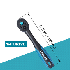 1/4” Ratchet Handle – Quick-Release, Teardrop Head, Reversible, Comfort Grip