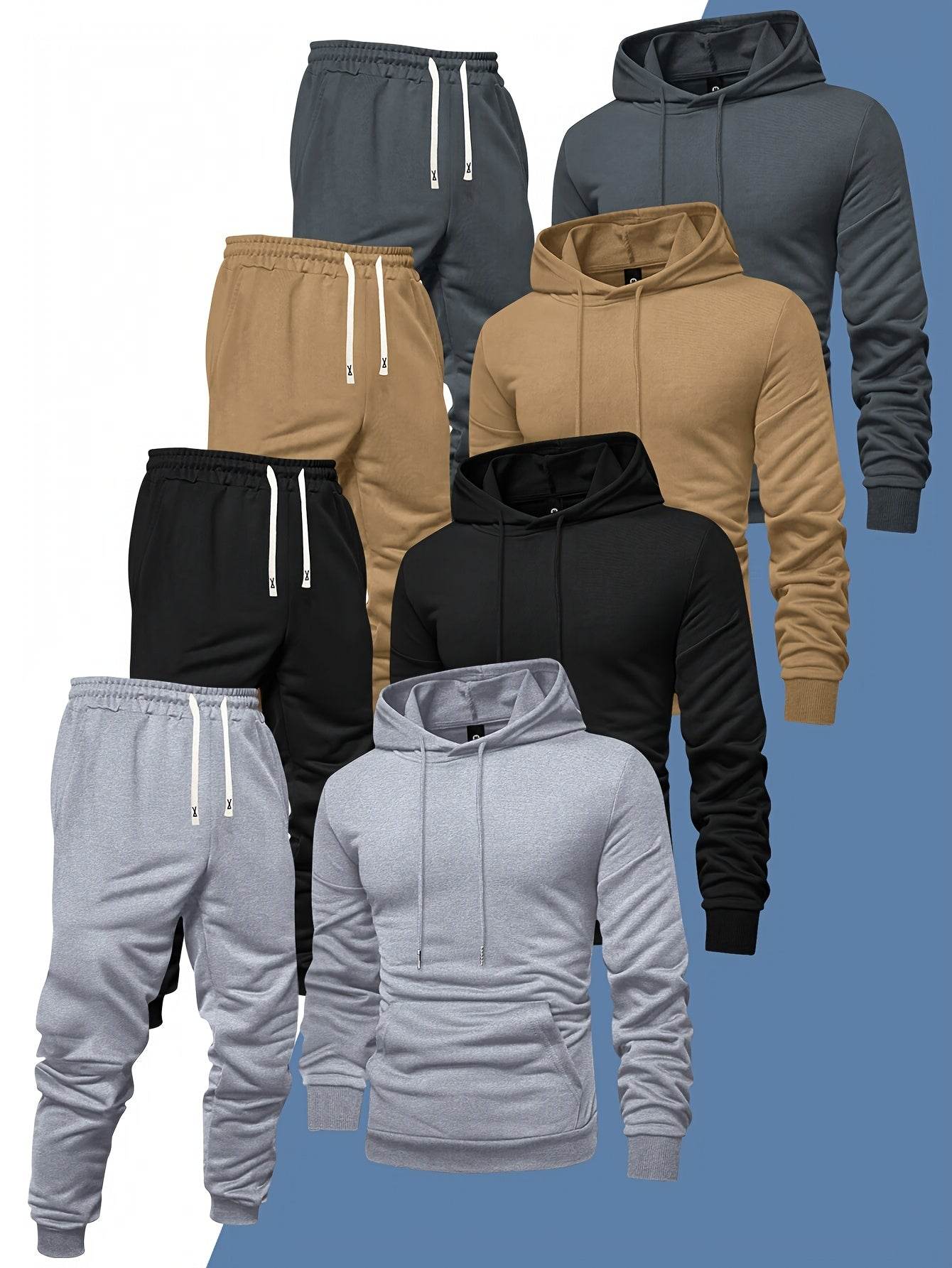 8pcs Men’s Hoodie & Sweatpants Set - SnaggIt