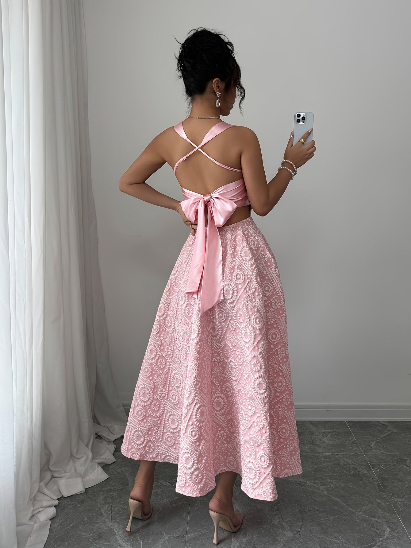 Elegant Sleeveless Maxi Dress with Tie-Back by Snagg A Dress