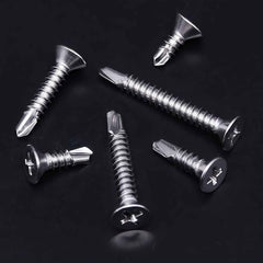 500pcs 410 Stainless Steel Self Drilling Screws (Self-Tapping) Phillips Flat Head - Total 500 pieces + Bit - Power