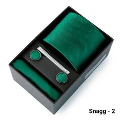 Luxury Men’s Tie Set Solid Colour Slim Necktie Hanky Cufflinks & Clip - Snagg - 2 - Others In Fashion