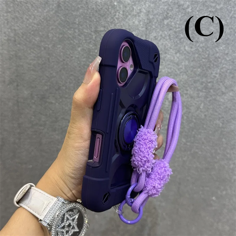 3 in 1 Heavy Duty Shockproof Case - for iPhone 17 Series - C - Purple / iPhone17 Pro Max - Phone Cases & Covers