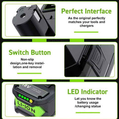 2 Pack 18 V 8.0 Ah Lithium-Ion Battery — Replacement for Ryobi ONE+ Cordless Tools