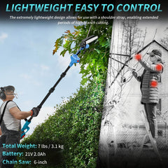 2 in 1 Cordless Pole Saw & Mini 6" Chainsaw by Snagg A Chainsaw