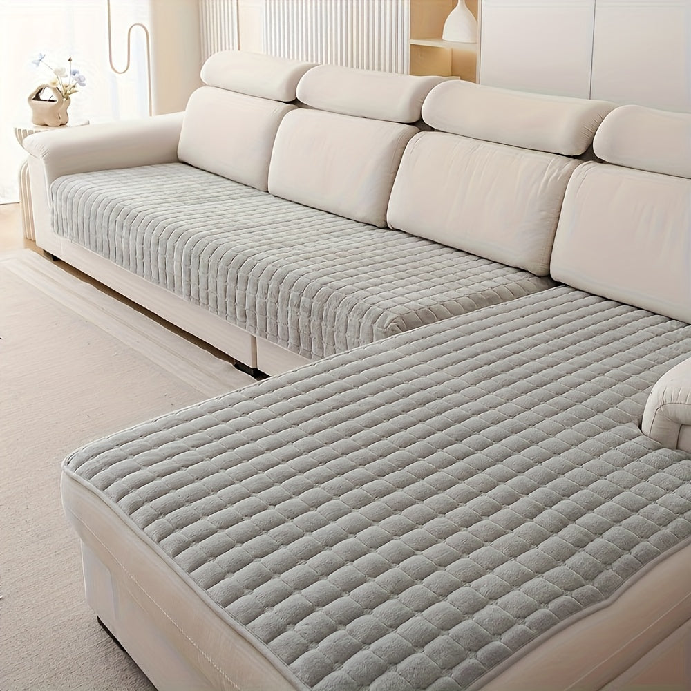 2pcs Elegant Quilted Flannel Sofa Cover Set by Snagg A Sofa Cover