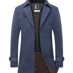 Men’s Elegant Wool Blend Trench Coat with Detachable Scarf by Snagg A Coat