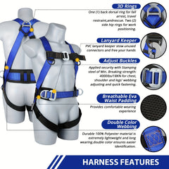 Full Body Roofing Safety Harness Kit with Shock Absorbing Lanyard by Snagg A Safety Harness