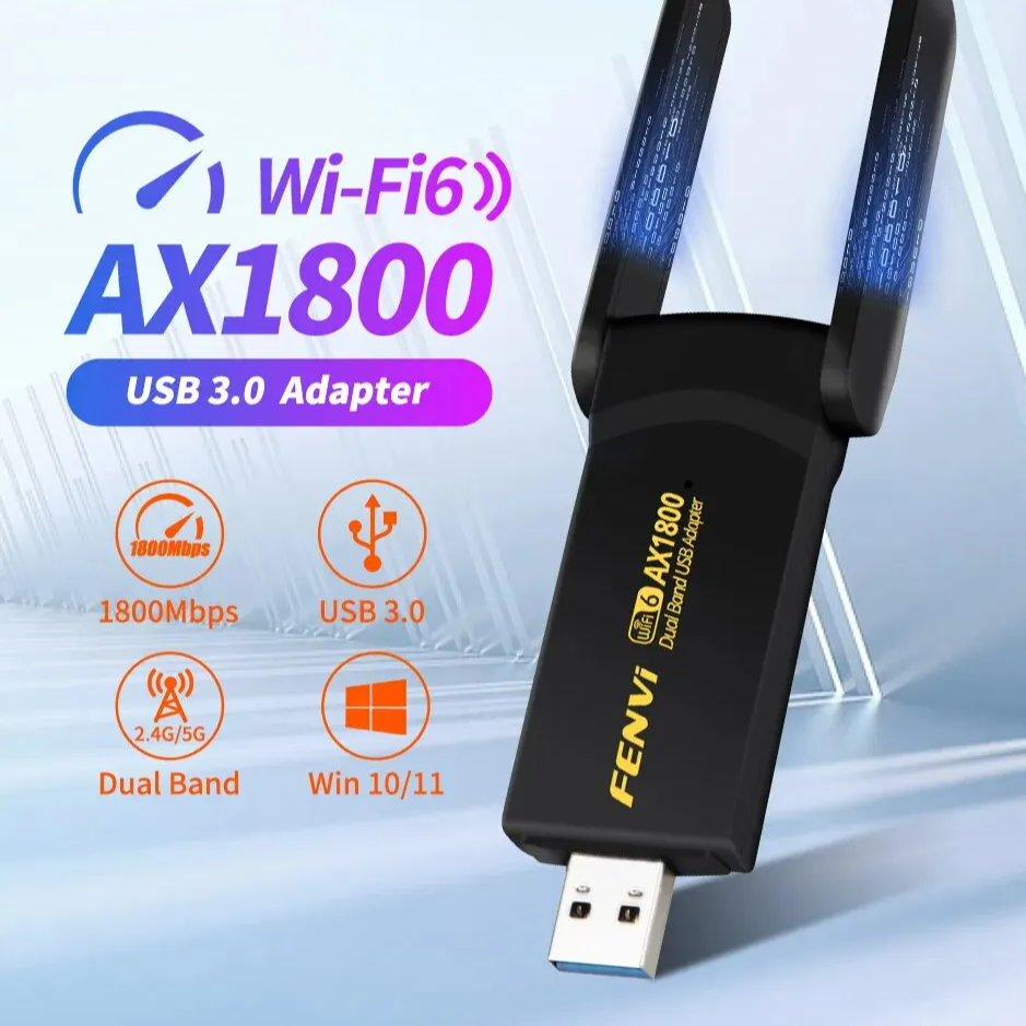 1800Mbps WiFi 6 USB Adapter – Dual-Band 2.4G/5GHz Wireless Receiver by Snagg A USB WiFi Adapter
