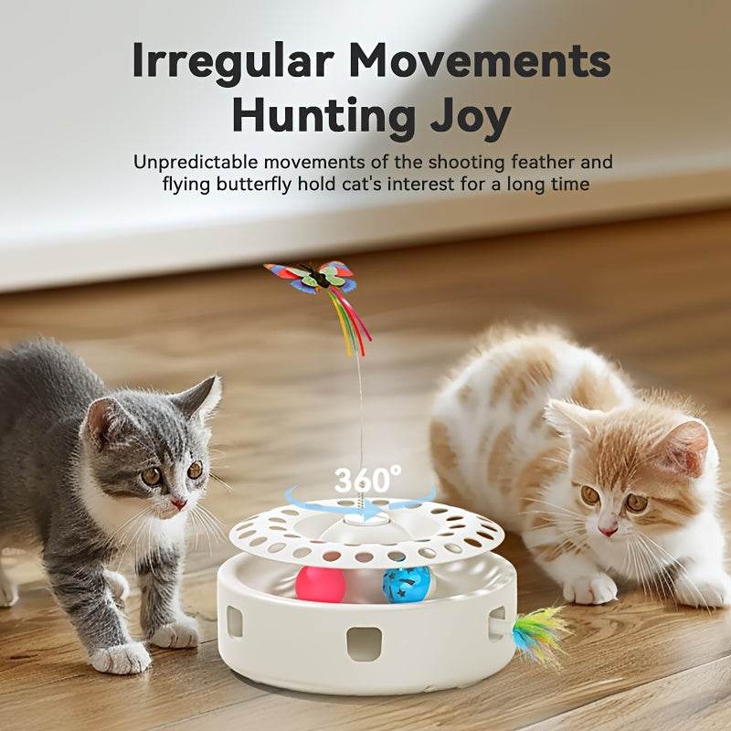 3-in-1 Automatic Cat Toy – Butterfly, Feather & Track Balls - SnaggIt