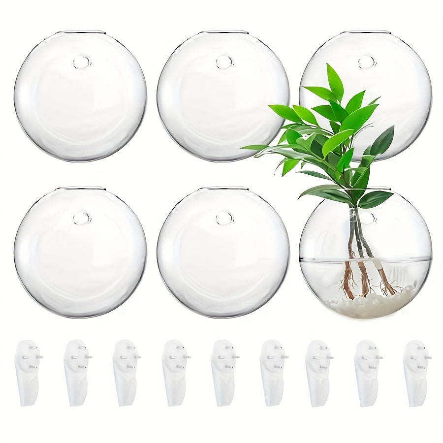 6pcs Glass Hanging Flower Vases – 4.7" by Snagg A Wall Planter