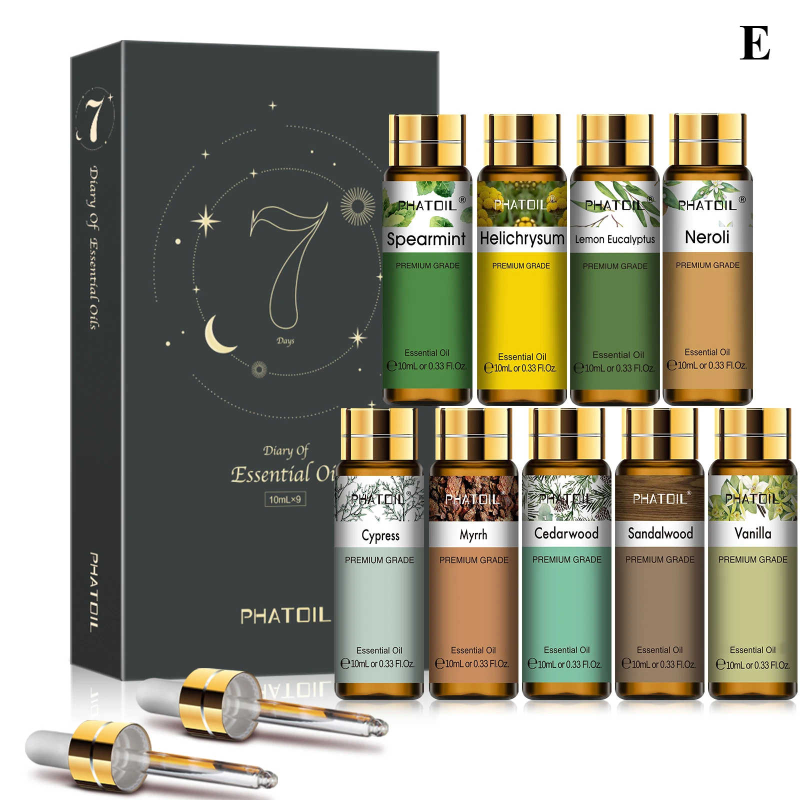 9 Pieces Essential Oil Library – 100% Pure 10ml Botanical Set for Diffusion, Artisanal Crafting & Wellness