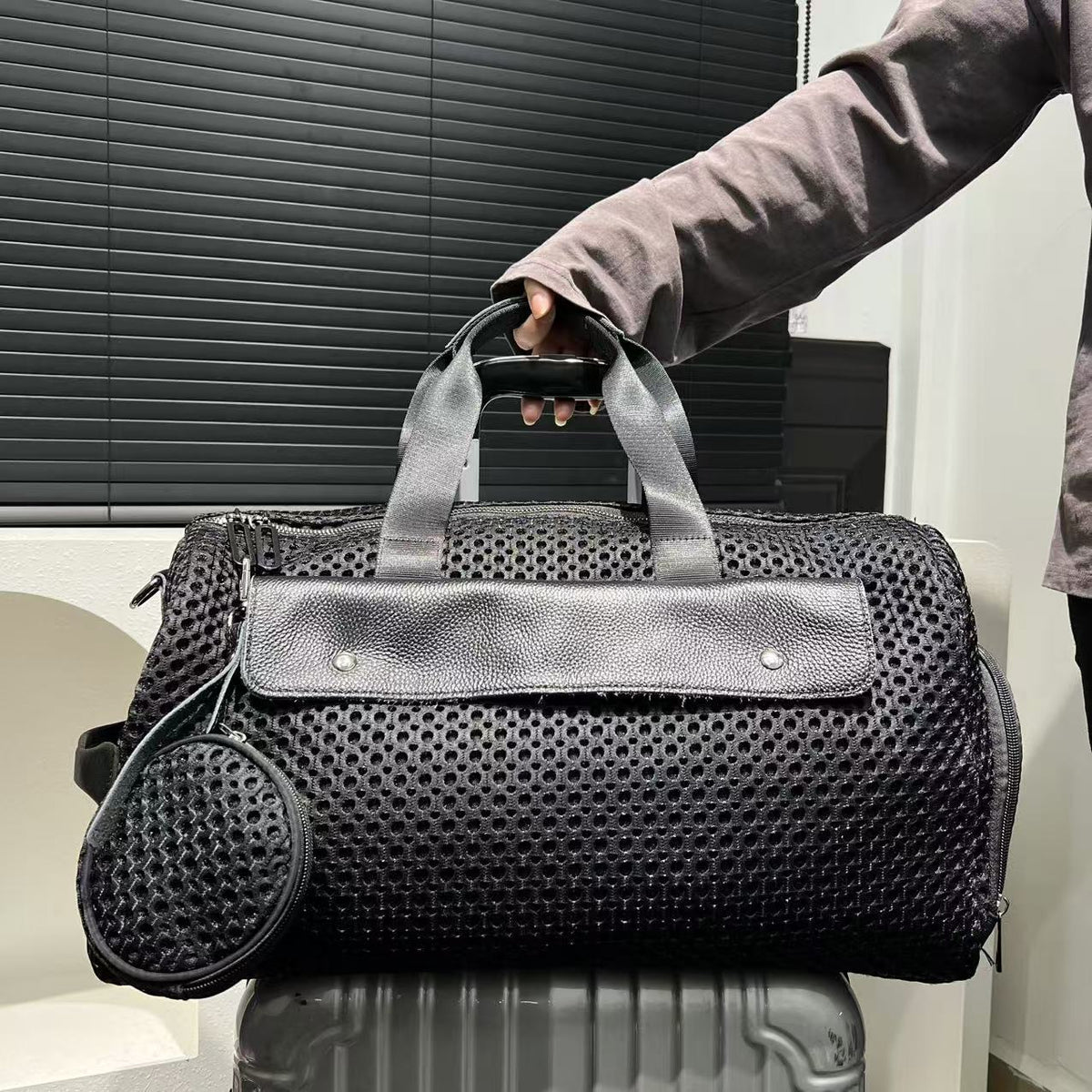 Large Capacity Black Nylon Duffel Bag