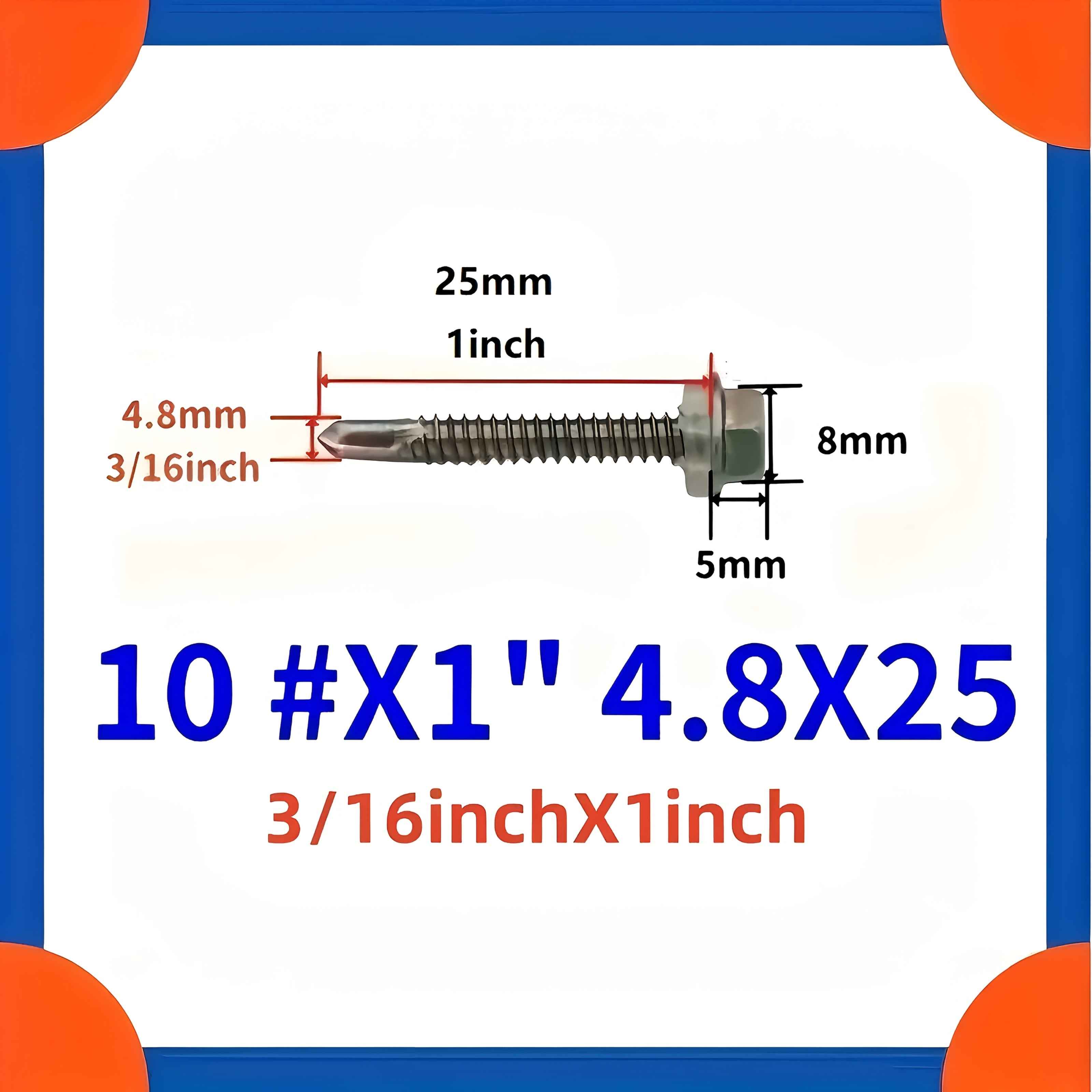500 Pcs Hex Head Self Tapping Screw Set — Galvanized Drill-Tail Screws with Washers for Metal Wood & Plastic - 500pcs