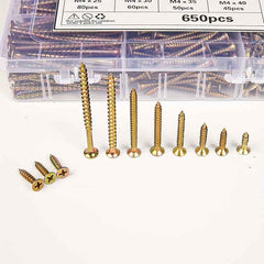 650 Piece M4 Galvanized Screw Set (16–70mm Assorted Sizes) - Pcs combination set - Power Tools Gadget