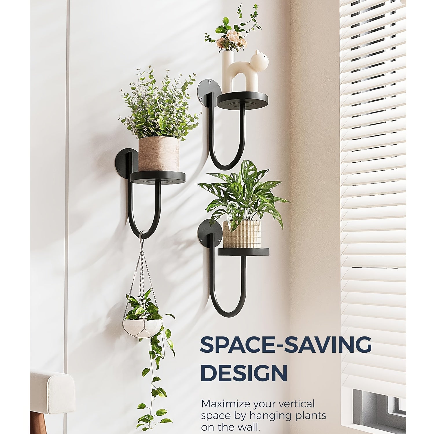 3pcs Black Wall Plant Holders by Snagg A Wall Planter