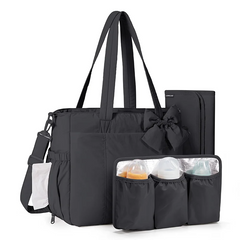 Multifunctional Diaper Bag – Large Capacity Mommy Handbag with Changing Mat & Stroller Organiser