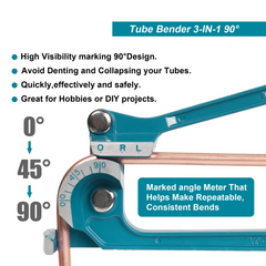 3 IN 1 Mini Hand Tube Bender – 1/4" 5/16" 3/8" Copper, Aluminum, Brass & Thin Steel Pipes