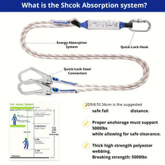 Full Body Roofing Safety Harness Kit with Shock Absorbing Lanyard by Snagg A Safety Harness