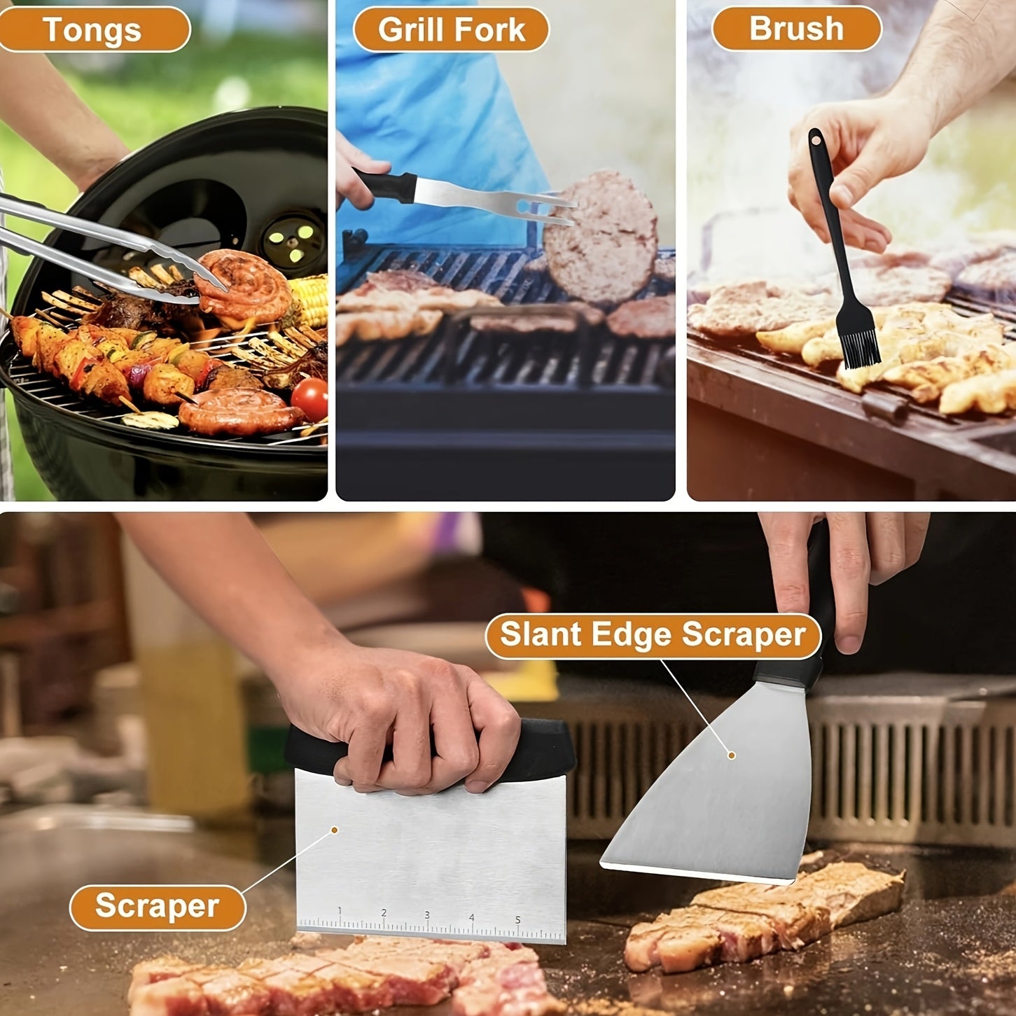 18 Piece Stainless Steel Flat Top Grill Accessories Set by Snagg A BBQ Tool Set