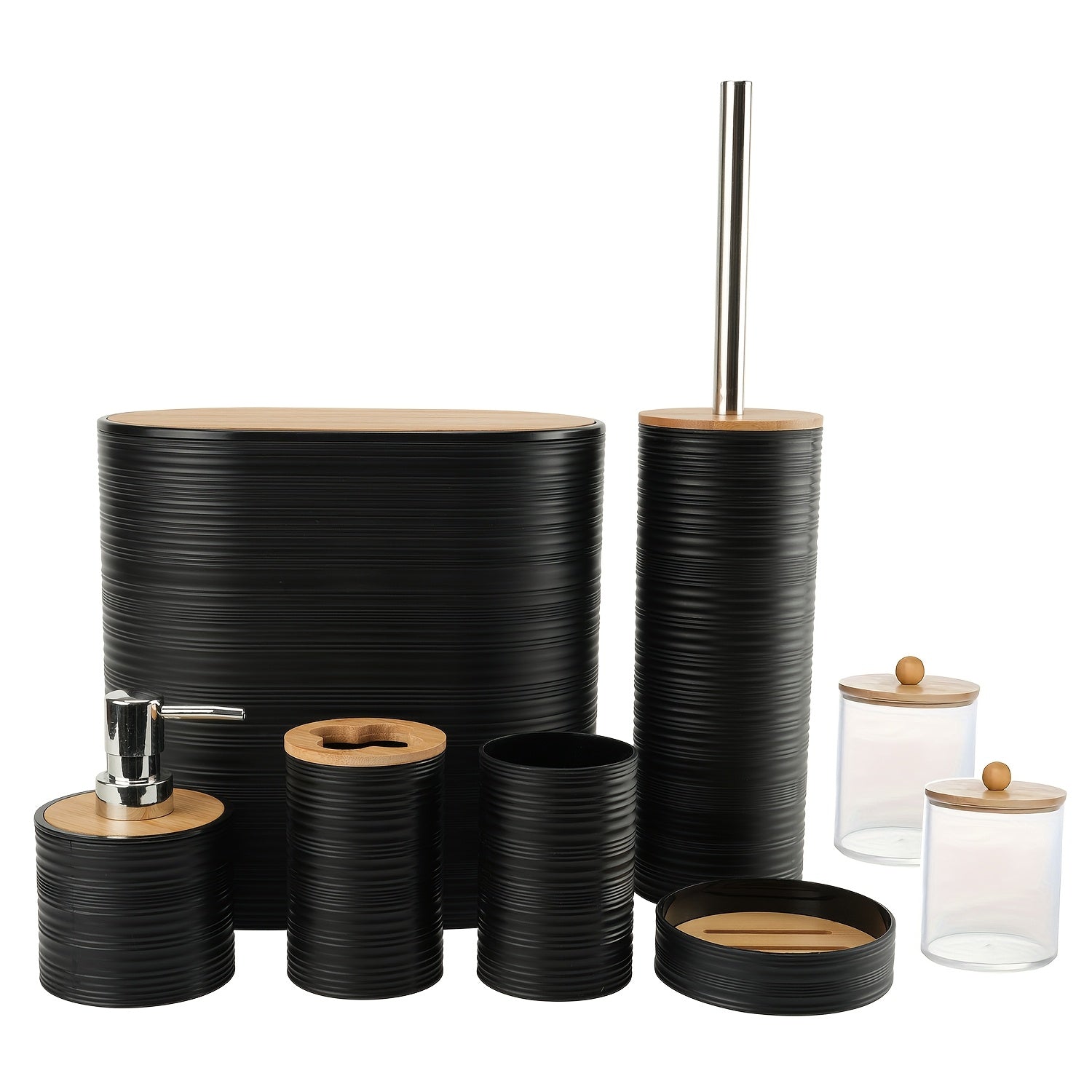 8 Pcs Bamboo Bathroom Accessory Set by Snagg A Bathroom Set