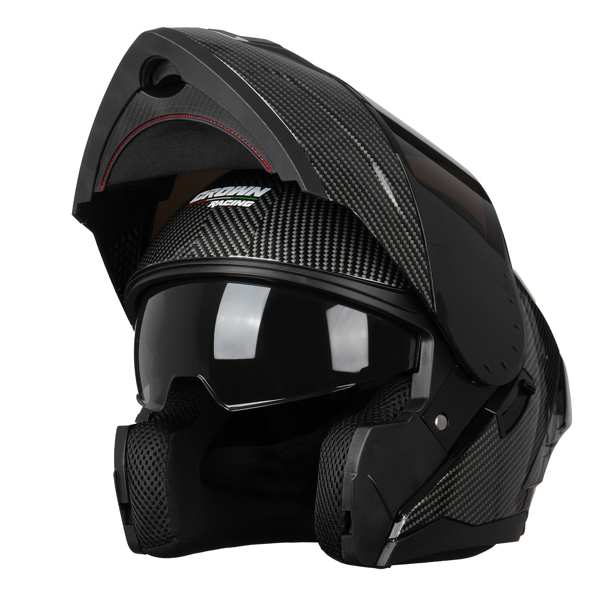 Dual Visor Flip Up Full Face Helmet with Quick Release Buckle by Snagg A Motorcycle Helmet