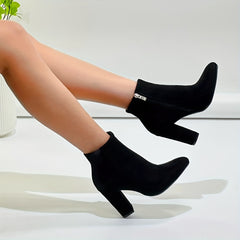 Women’s Minimalist Chunky Heel Ankle Boots by Snagg A Shoes
