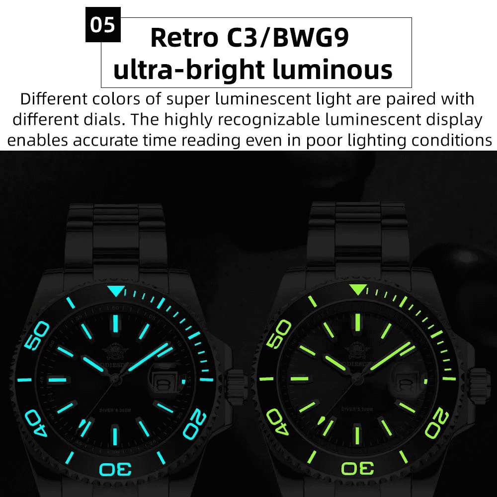 Luxury 41 mm Diver’s Quartz Watch - Men’s Watches