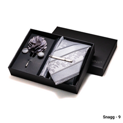 8cm Paisley & Stripe Necktie with Handkerchief & Cufflinks