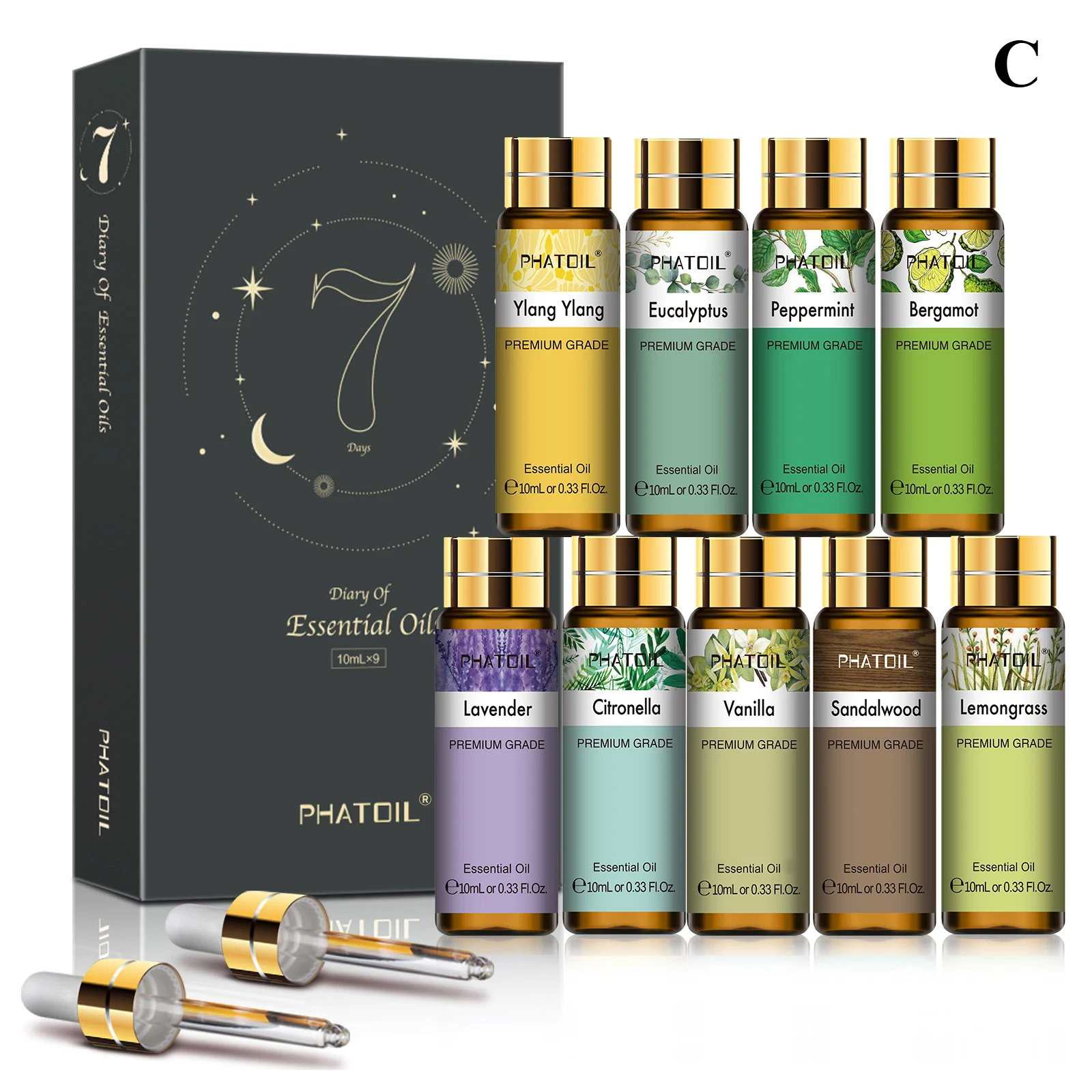 9 Pieces Essential Oil Library – 100% Pure 10ml Botanical Set for Diffusion, Artisanal Crafting & Wellness