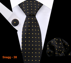 Classic Plaid Tie Set for Men - Necktie with Matching Pocket Square & Cufflinks - Snagg - 38 - Others In Fashion
