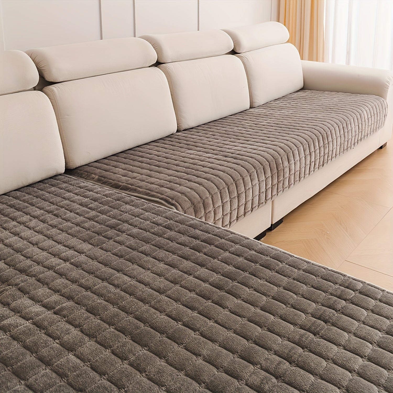 2pcs Elegant Quilted Flannel Sofa Cover Set by Snagg A Sofa Cover