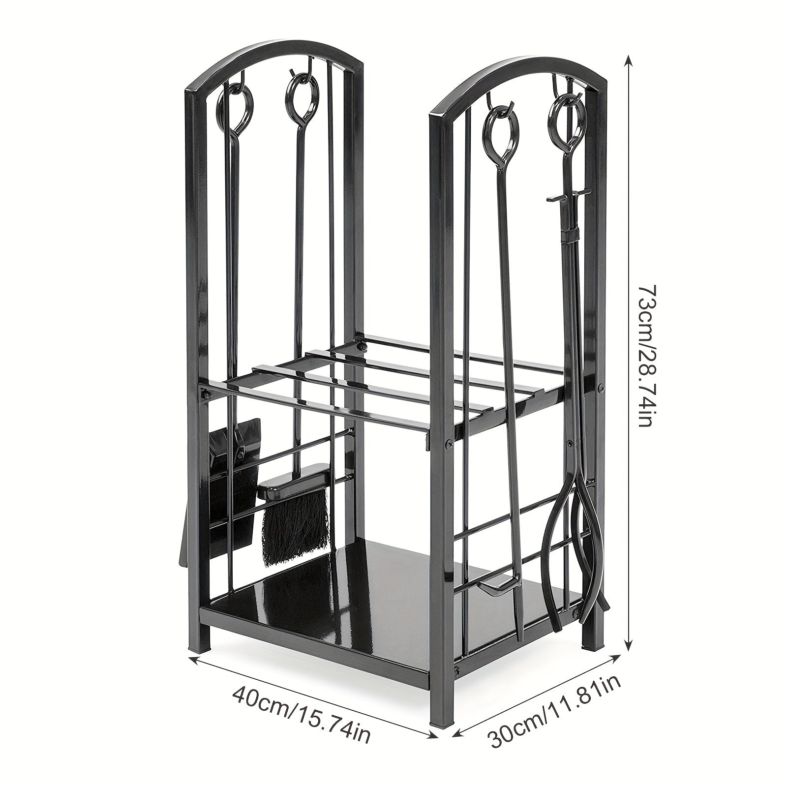 Wrought Iron Firewood Log Rack with Fireplace Tool Set by Snagg A Rack
