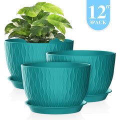 3pcs 12" Plastic Planters with Trays by Snagg A Pot