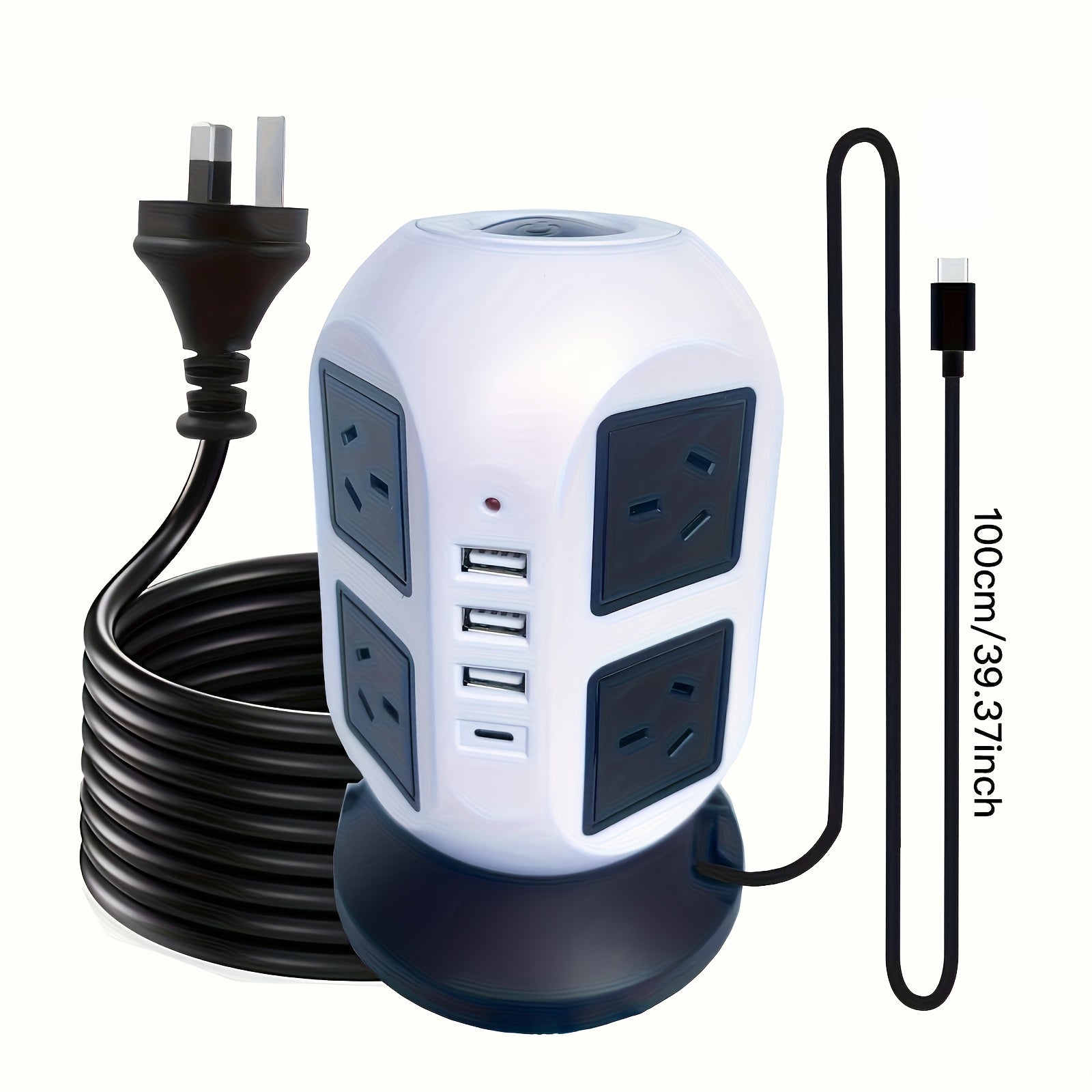 16-in-1 Tower Powerboard with USB-C | Surge Protector Charging Station (3m) by Snagg An Extension Cable