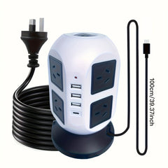 16-in-1 Tower Powerboard with USB-C | Surge Protector Charging Station (3m) by Snagg An Extension Cable