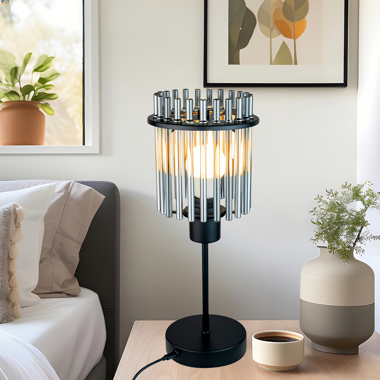 Modern Gray Glass Table Lamp by Snagg A Table Lamp