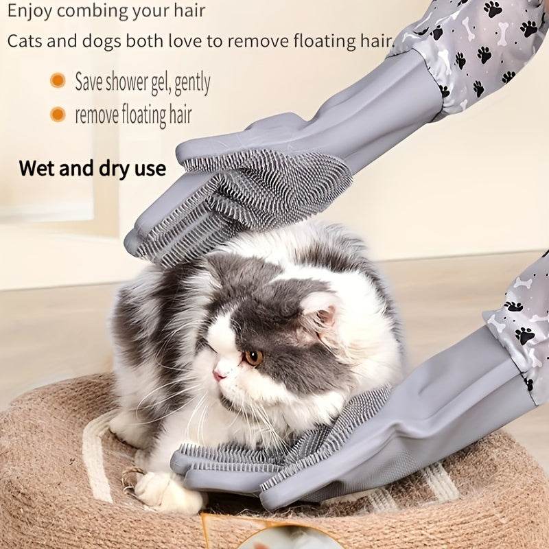 4pcs Pet Bathing & Grooming Gloves - SnaggIt