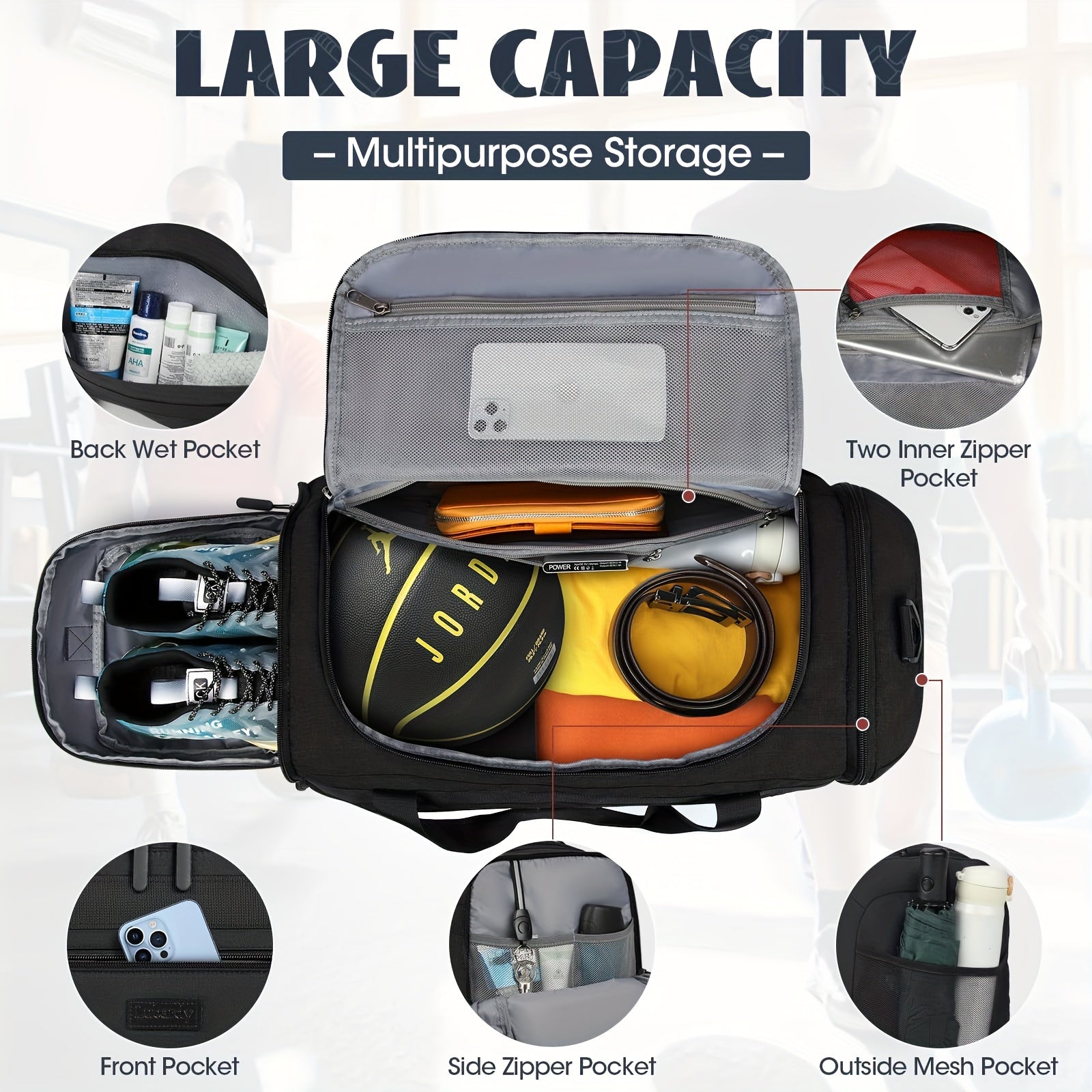 40L–55L Fitness Duffel Bag